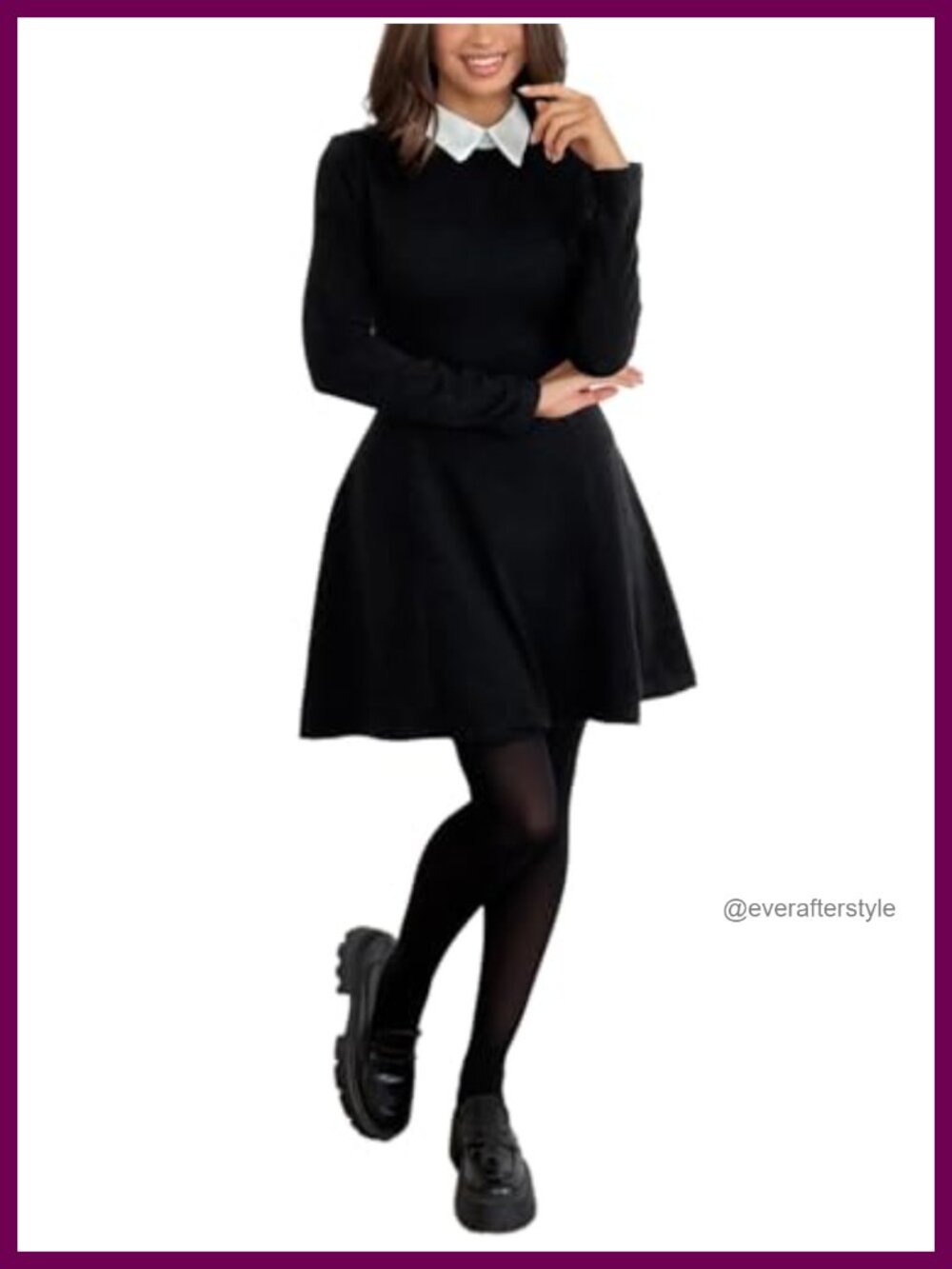 Women's Long Sleeve Peter Pan Collar A-Line Skater Mini Dress Cosplay Party